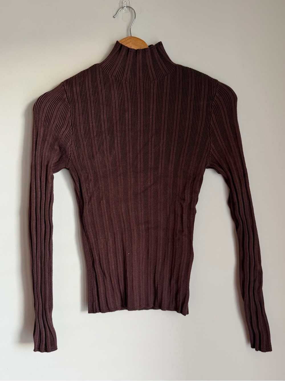 Abercrombie & Fitch Chocolate Brown Ribbed Mock Neck Sweater